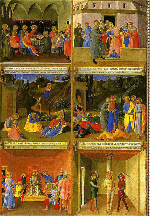 Cartolina. Firenze - Museo di San Marco. Sportello dell'Armadio degli Argenti con ''L'Ultima Cena'' e ''Cristo deriso'' (1448-1455)