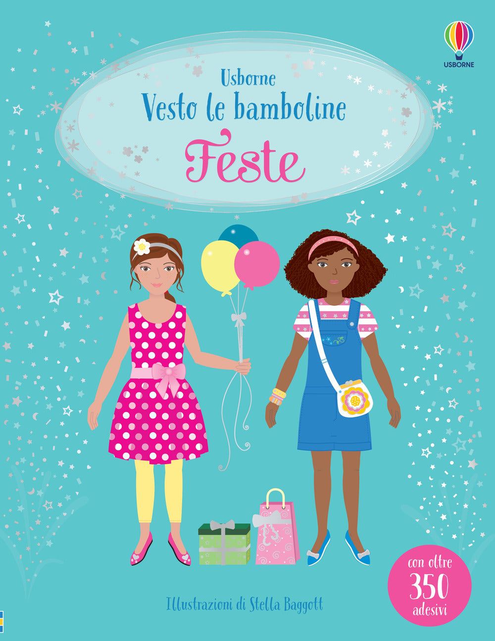 Feste. Vesto le bamboline. Con adesivi.
