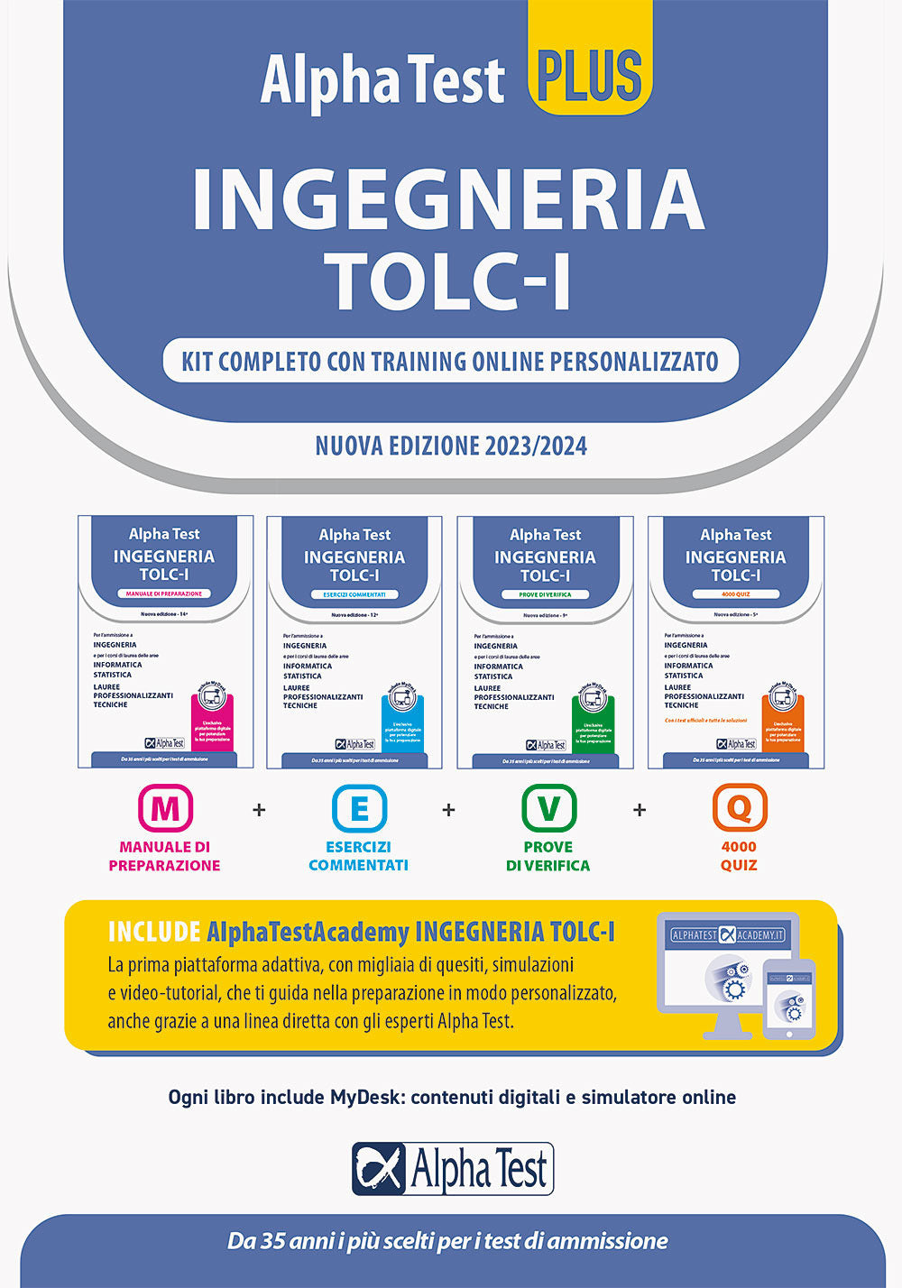 Alpha Test plus. Ingegneria. TOLC-I. Kit completo.