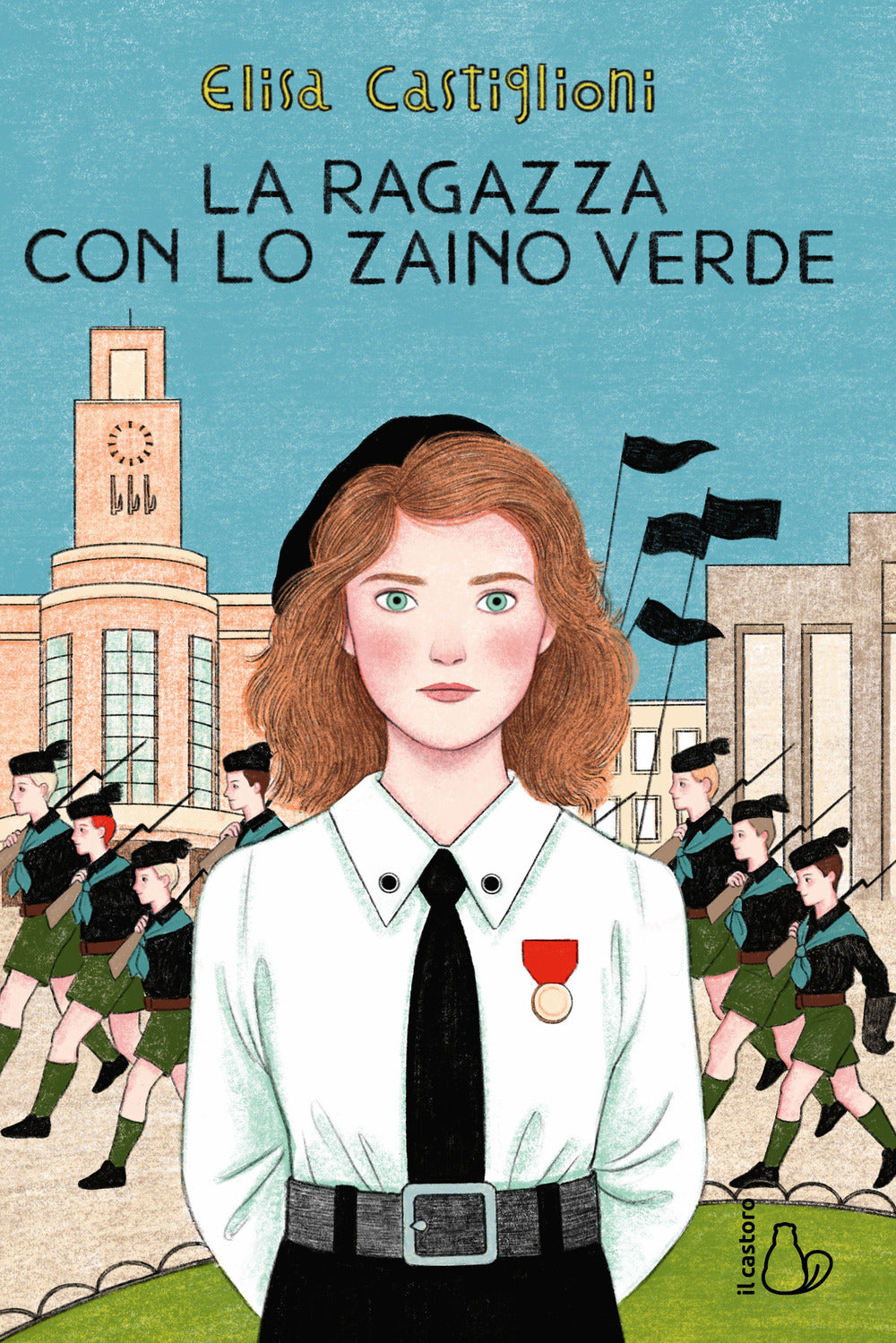 La ragazza con lo zaino verde.