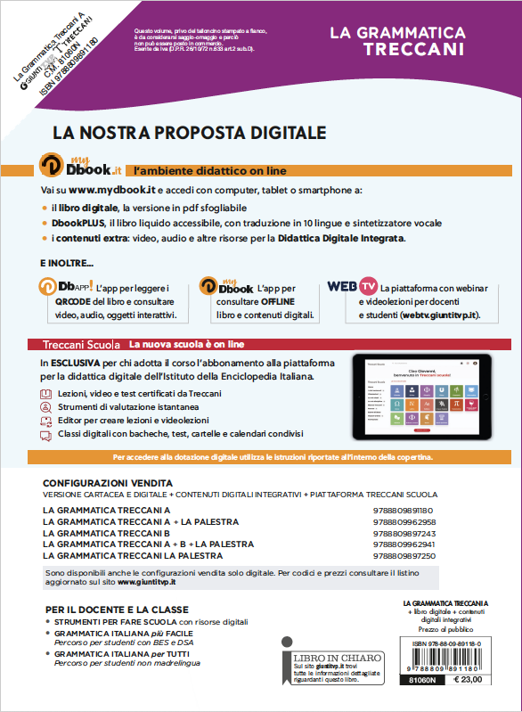La Grammatica Treccani  Confezione vendita Vol A + Palestra