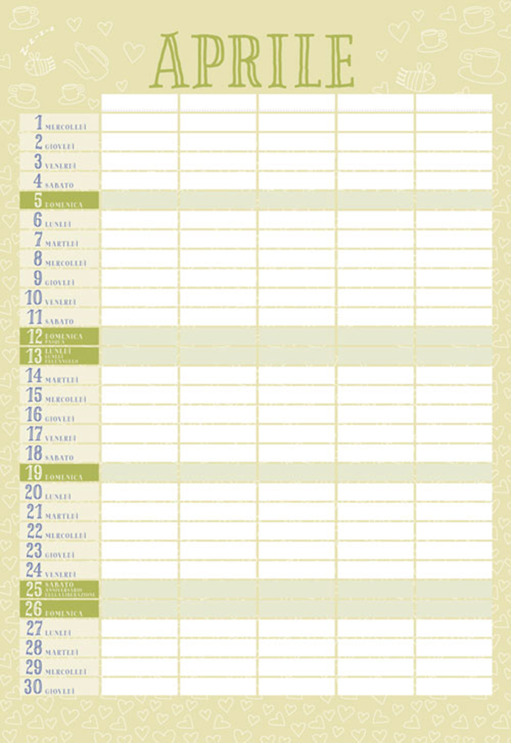 Calendario della famiglia 2020. per organizzare e tenere sotto controllo tutti gli impegni