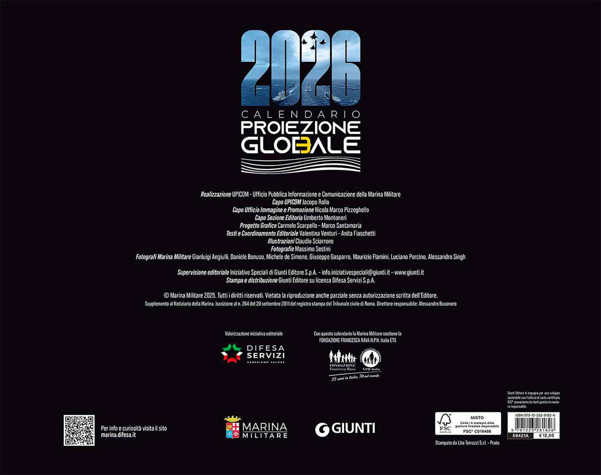 Calendario Marina Militare 2026 - da parete . Proiezione globale