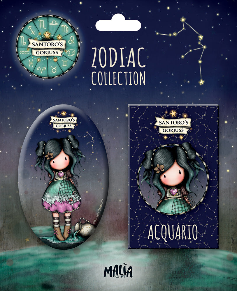 Gorjuss Zodiaco. Acquario. Calamita e minibook