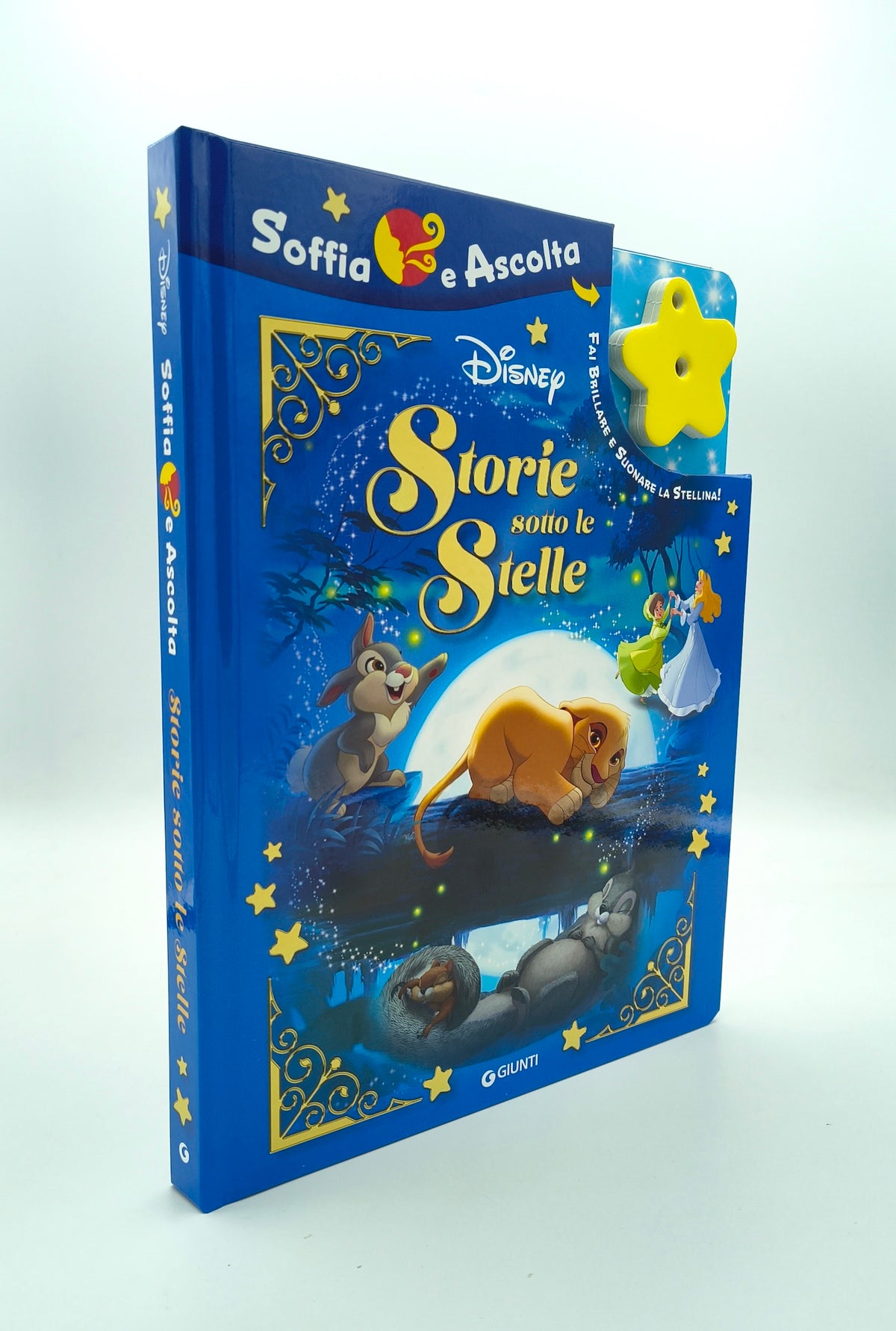 Soffia e ascolta Disney Storie sotto le stelle. Fai brillare e suonare la stellina!