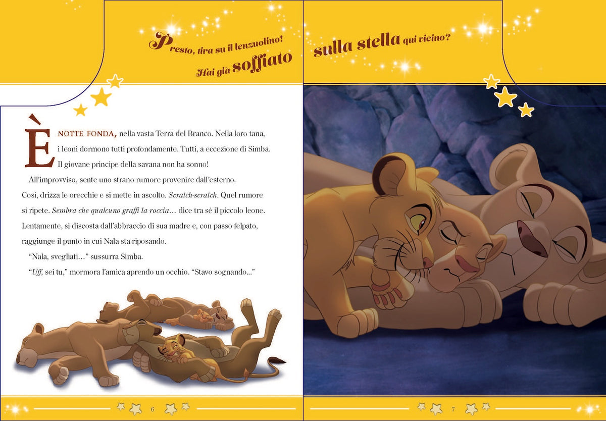 Soffia e ascolta Disney Storie sotto le stelle. Fai brillare e suonare la stellina!