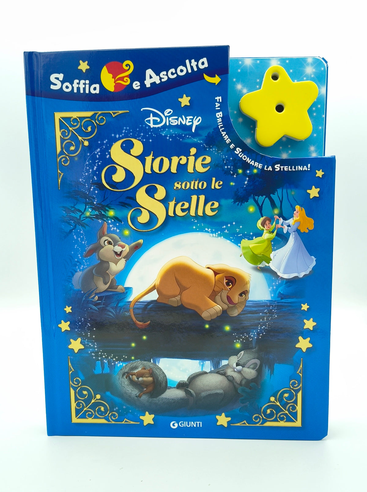 Soffia e ascolta Disney Storie sotto le stelle. Fai brillare e suonare la stellina!