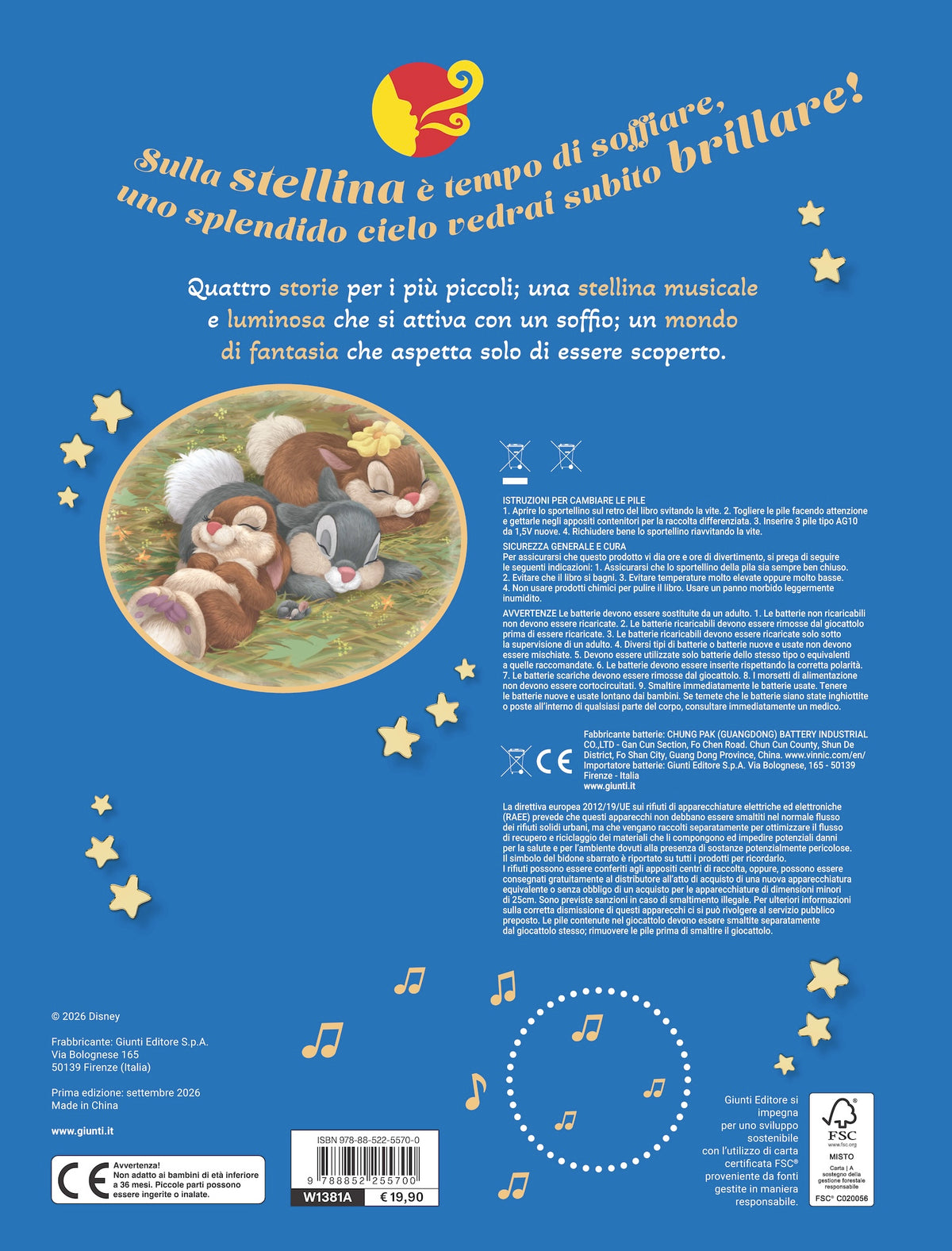 Soffia e ascolta Disney Storie sotto le stelle. Fai brillare e suonare la stellina!