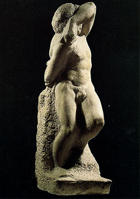 Cartolina. Firenze - Galleria dell'Accademia. Prigioni. Lo schiavo giovane (1530 circa)