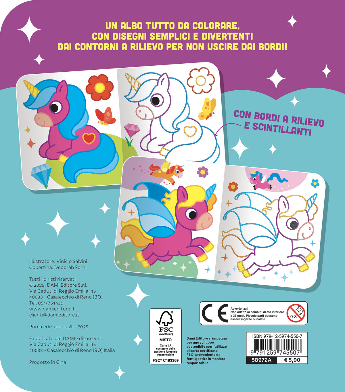 Colora gli unicorni scintillanti