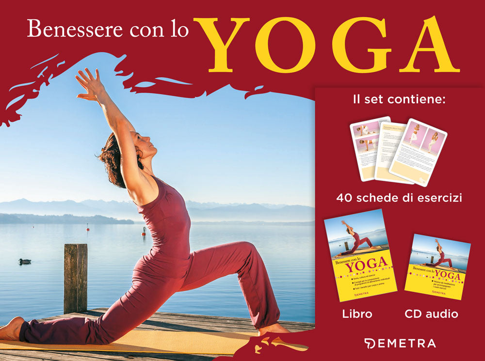 Benessere con lo yoga. il set contiene: 40 schede di esercizi, libro, cd audio