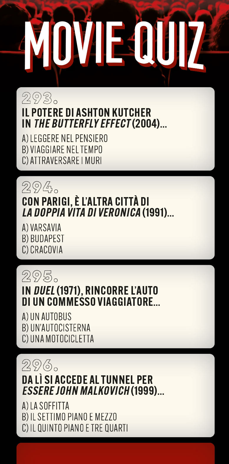 Movie quiz. La super sfida per amanti del cinema