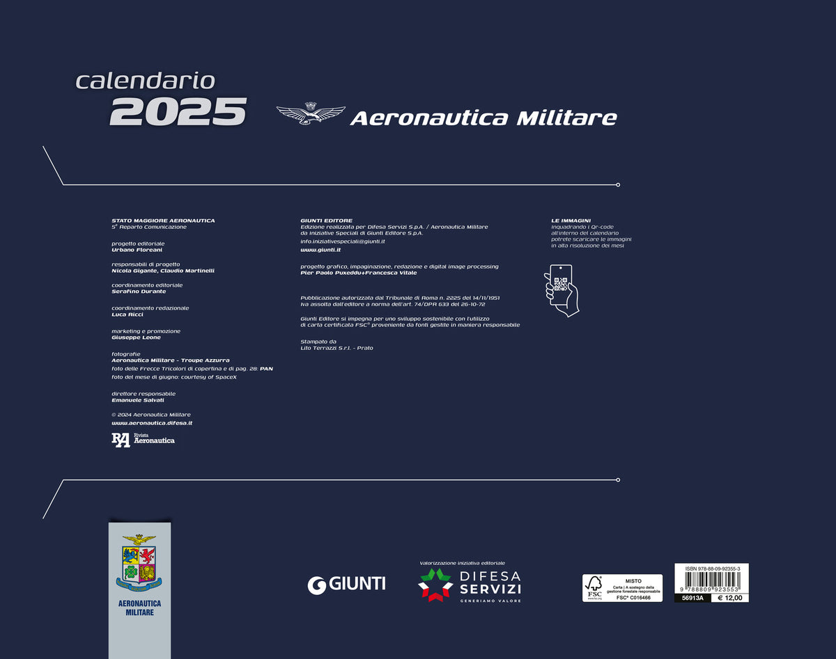 Calendario Aeronautica Militare 2025  - da parete