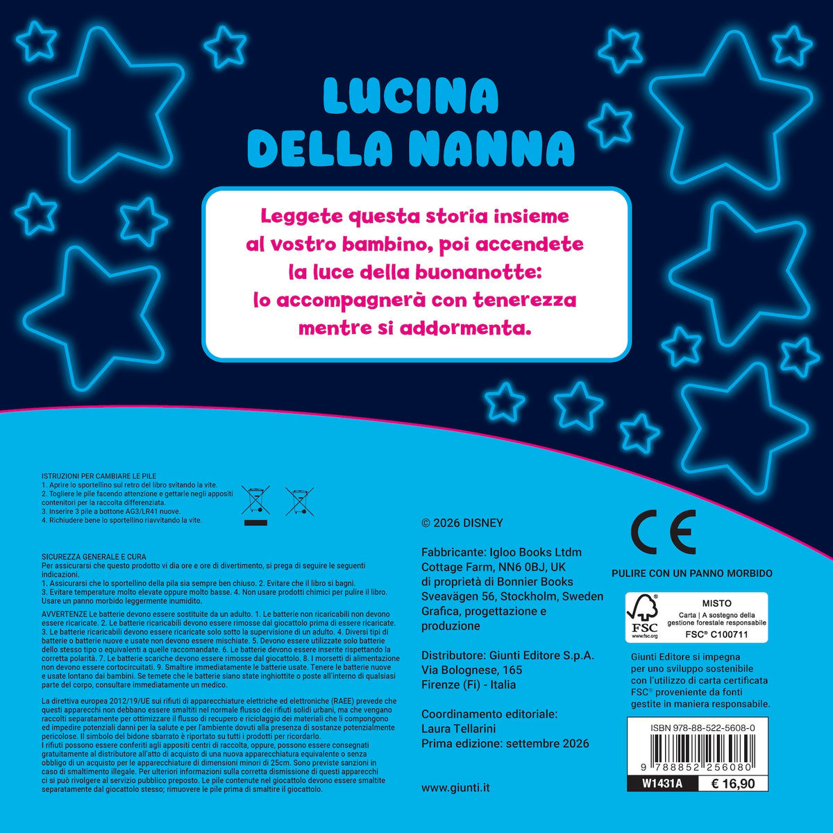 Disney Stitch Lucina della nanna. Luce on/off con timer di 10 minuti