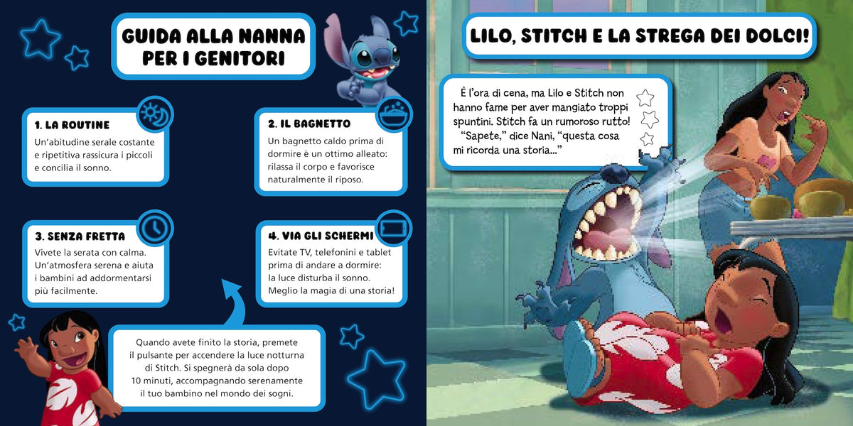Disney Stitch Lucina della nanna. Luce on/off con timer di 10 minuti