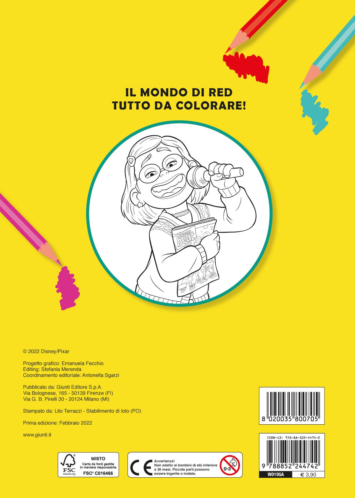 Red Primo album da colorare. Rosso come un panda