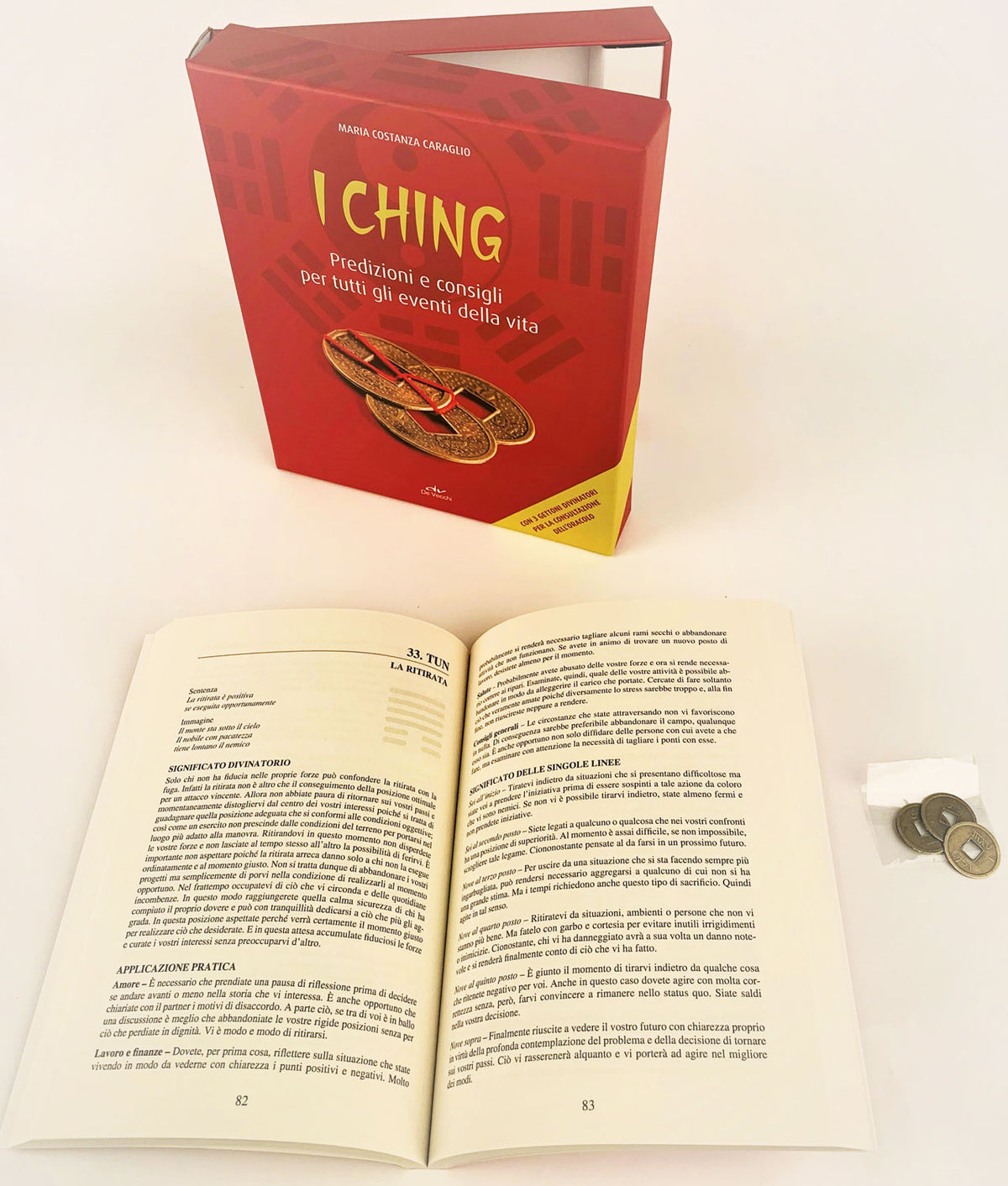 I Ching - cofanetto con 3 gettoni . Predizioni e consigli per tutti gli eventi della vita