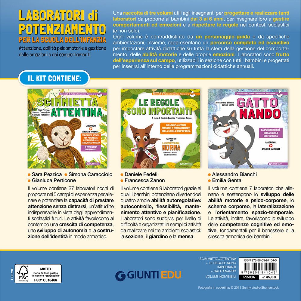 Kit Laboratori di potenziamento per la Scuola dell'infanzia . Attenzione, Abilità psicomotorie, Gestione delle emozioni e dei comportamenti