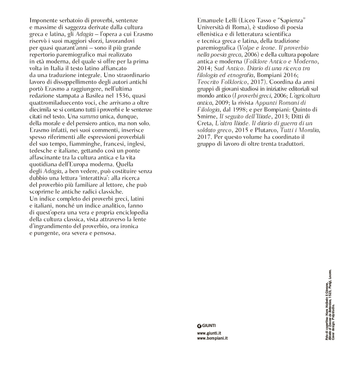 Adagi. Prima traduzione italiana completa a cura di Emanuele Lelli - Testo latino a fronte