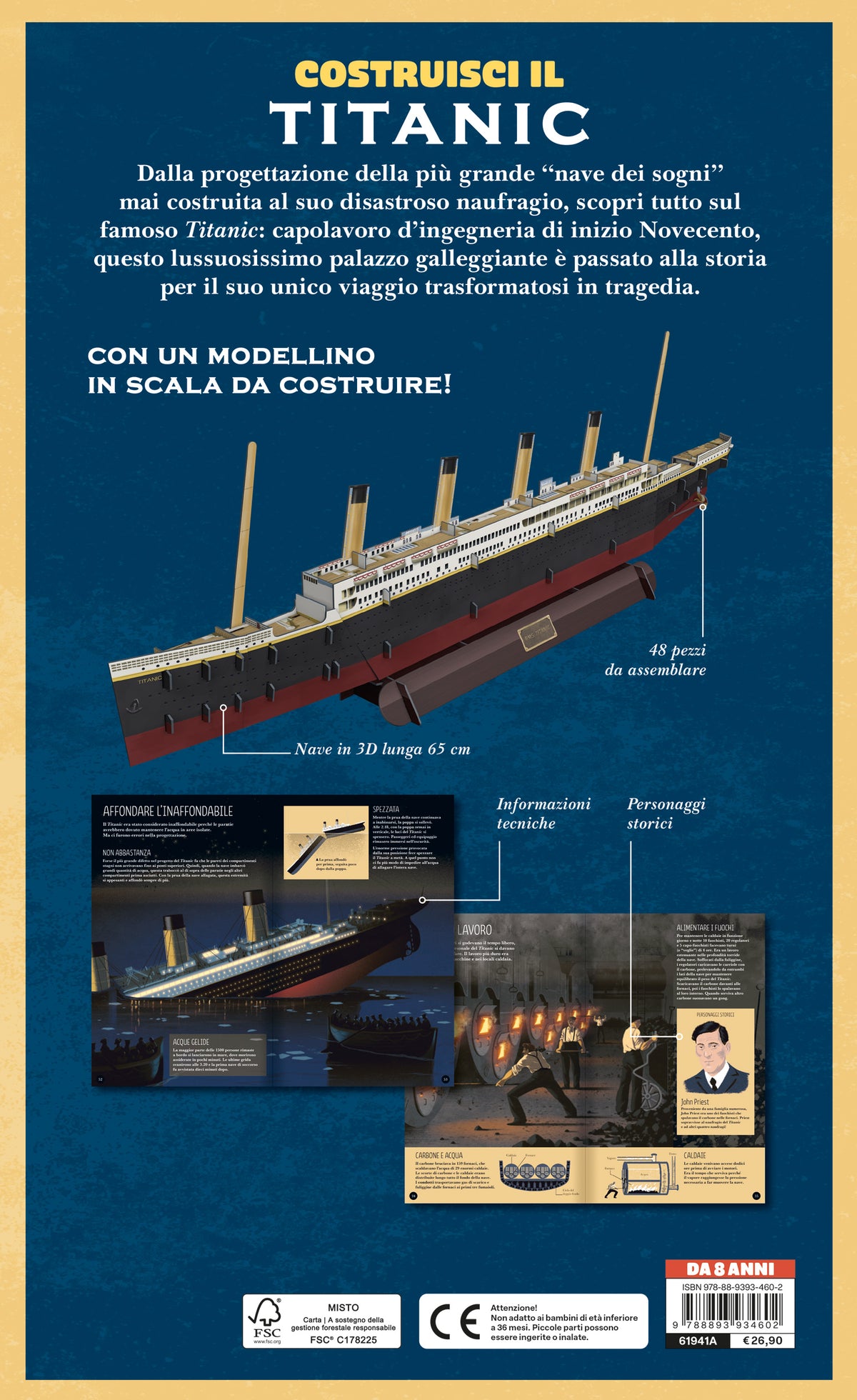Costruisci il Titanic. Costruisci una nave di 65cm – Libro + modellino con 48 pezzi