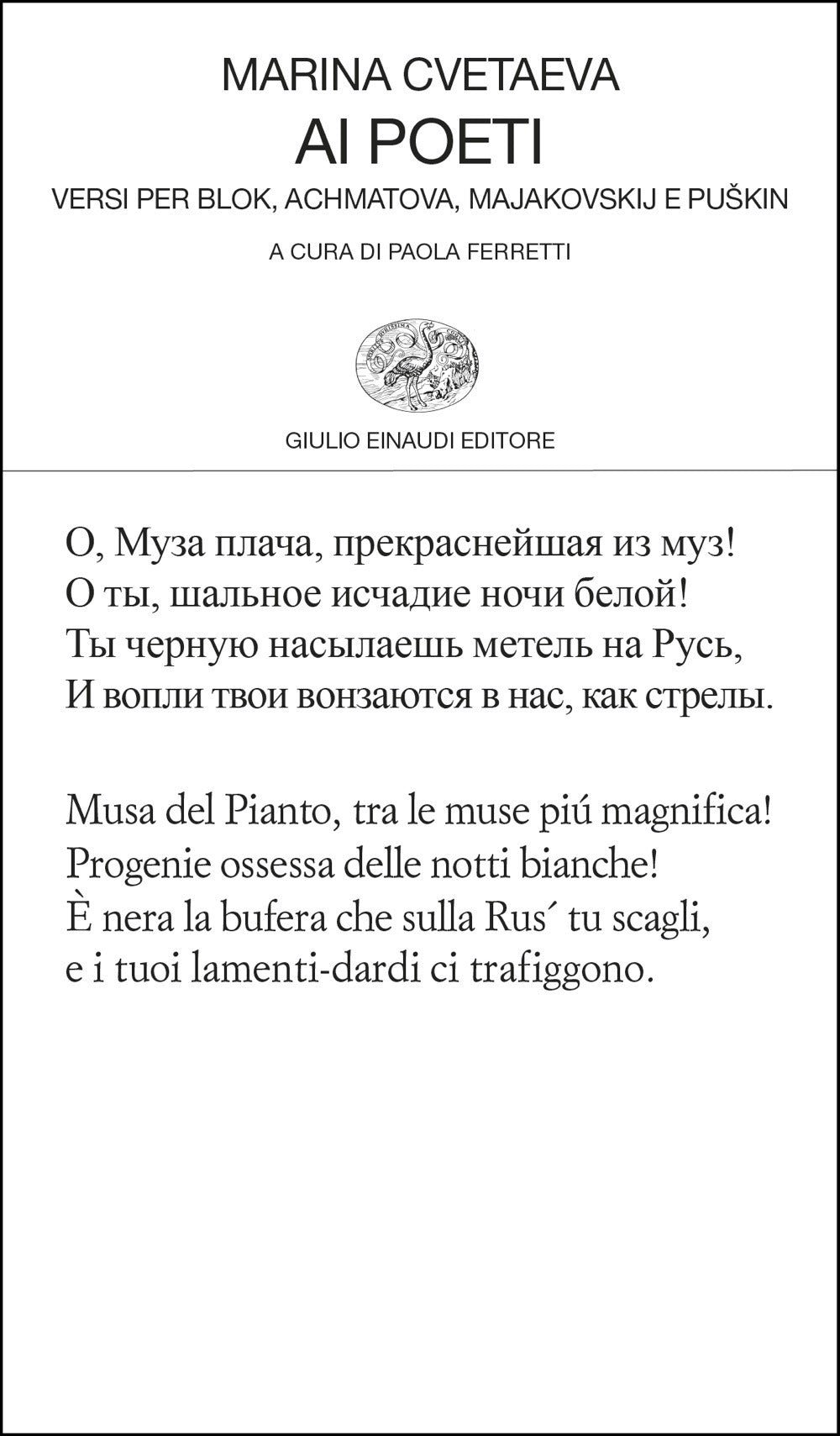 Ai poeti. Versi per Blok, Achmatova, Majakovskij e Puškin