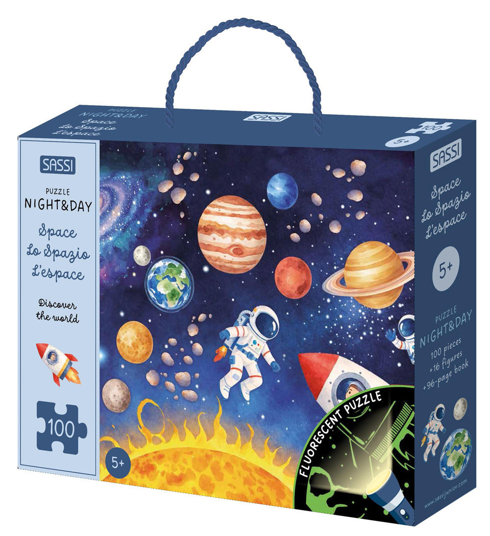 Space-Lo Spazio-L'espace. Discover the world. Puzzle night & day