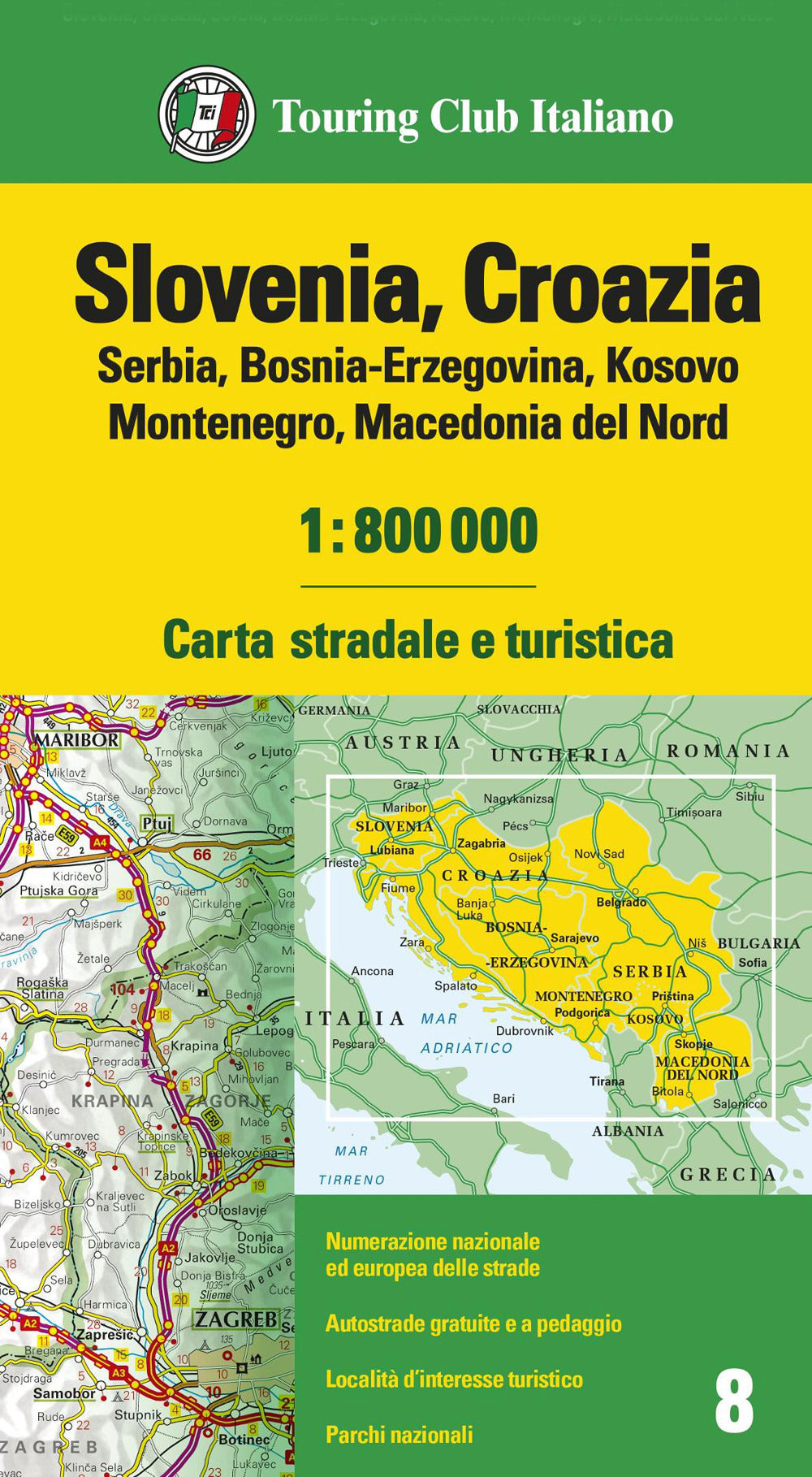 Slovenia, Croazia, Serbia, Bosnia 1:800 000