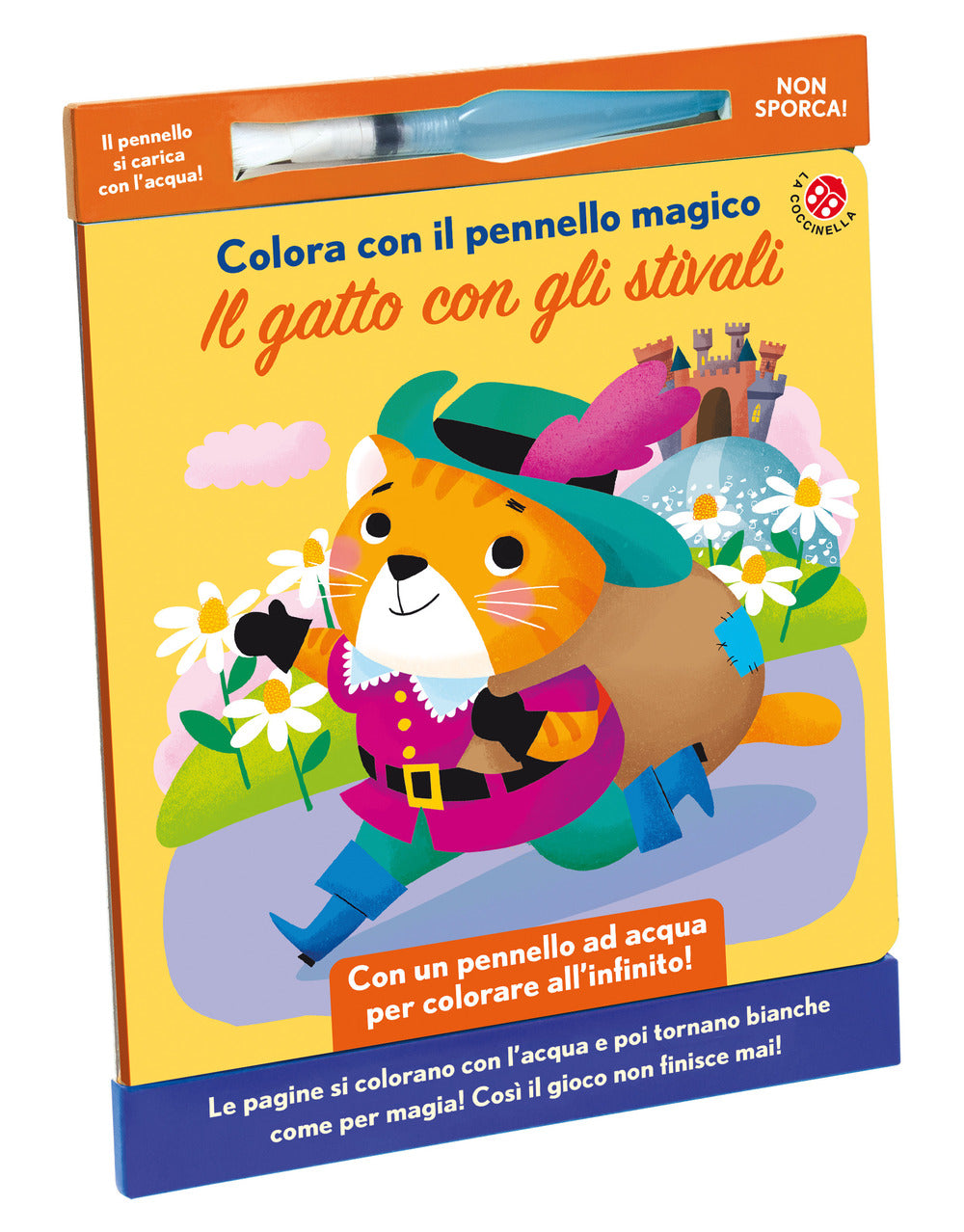 Il gatto con gli stivali. Colora con il pennello magico