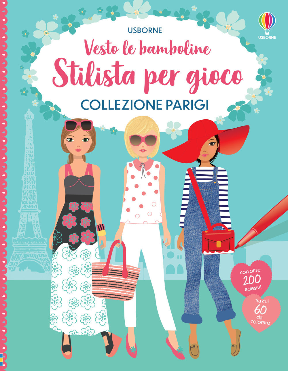 Collezione Parigi. Vesto le bamboline. Stilista per gioco. Con adesivi.